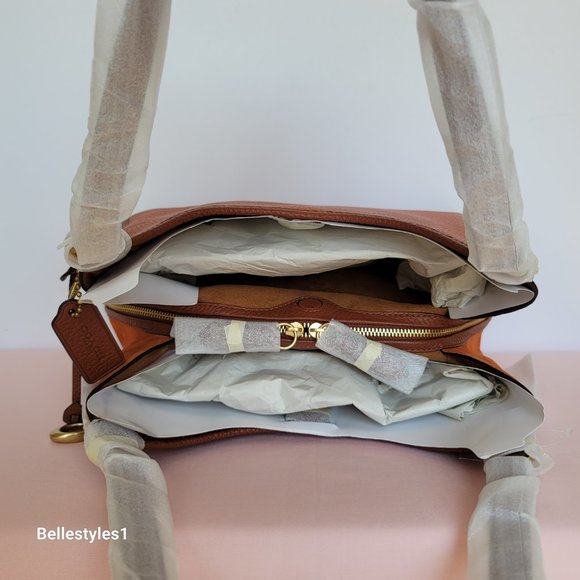 COACH Lori Colorblocked Pebbled Leather & Suede Shoulder Bag- Canyon color⭐ - Picture 10 of 16